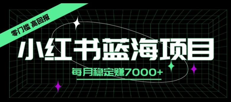 小红书蓝海项目，零门槛、高回报，每月稳定赚7000+|赚多多