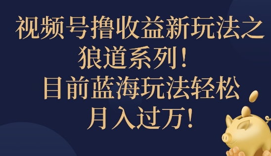 视频号暴力撸收益新玩法之狼道系列，目前蓝海玩法轻松月入过万|赚多多