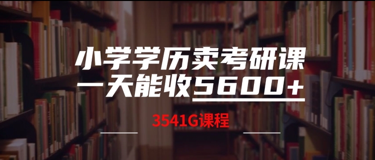 小学学历卖考研课程，一天收5600(附3541G考研合集)|赚多多