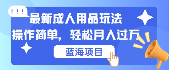 最新成人用品项目玩法，操作简单，动动手，轻松日入几张【揭秘】|赚多多