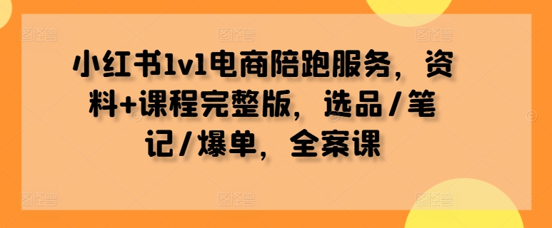 小红书1v1电商陪跑服务，资料+课程完整版，选品/笔记/爆单，全案课|赚多多