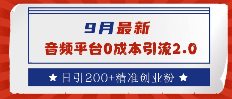 9月最新：音频平台0成本引流，日引200+精准创业粉【揭秘】|赚多多