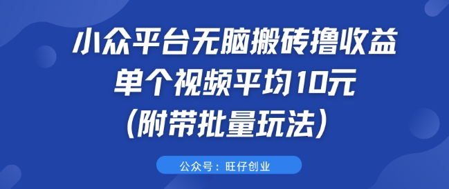 小众平台无脑搬砖撸收益 单个视频平均10元 (附带批量玩法)|赚多多