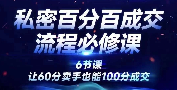 私密百分百成交流程线上训练营，绝对成交，让60分卖手也能100分成交|赚多多