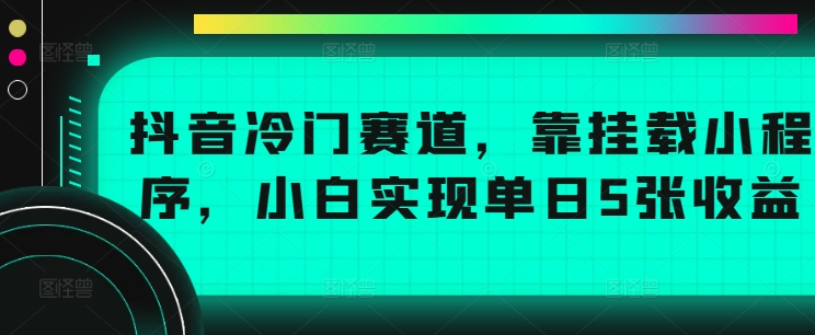 抖音冷门赛道，靠挂载小程序，小白实现单日5张收益|赚多多