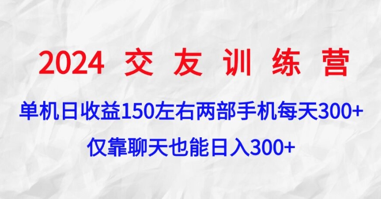 2024交友训练营，单机日收益150左右，两部手机，仅靠聊天也能日入3张|赚多多