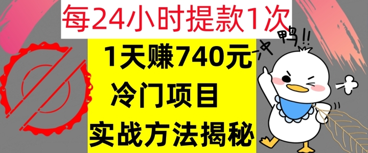 1天赚740元，24小时提款1次，冷门项目，实战方法公开【干货】|赚多多