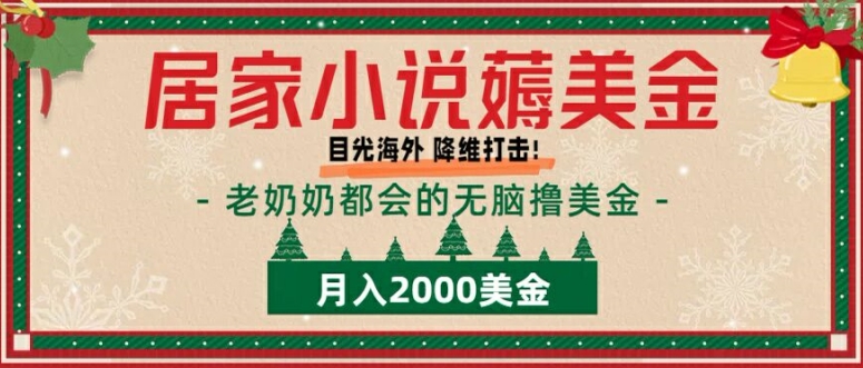 居家小说薅美金，拆解海外撸美金项目月入2000美刀详细指导|赚多多