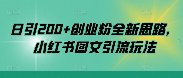 日引200+创业粉全新思路，小红书图文引流玩法【揭秘】|赚多多