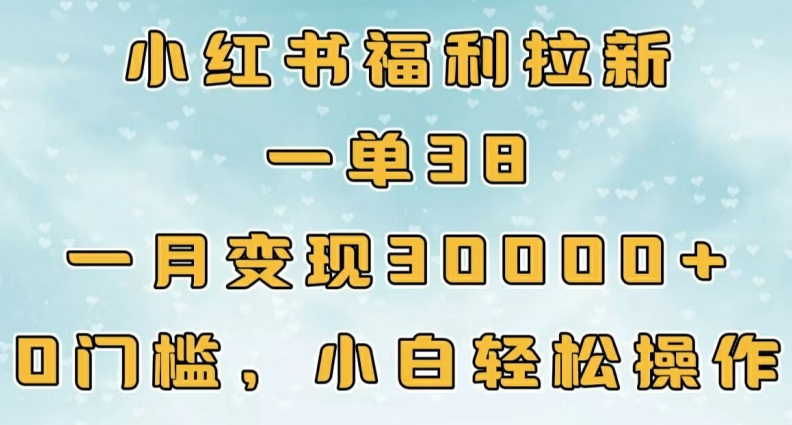 小红书福利拉新，一单38，一月3000+轻轻松松，0门槛小白轻松操作|赚多多