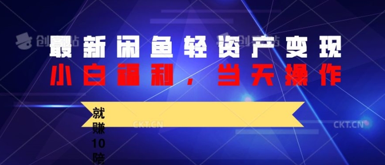 最新闲鱼轻资产变现，纯小白福利，当天操作，就赚10陪以上差价|赚多多