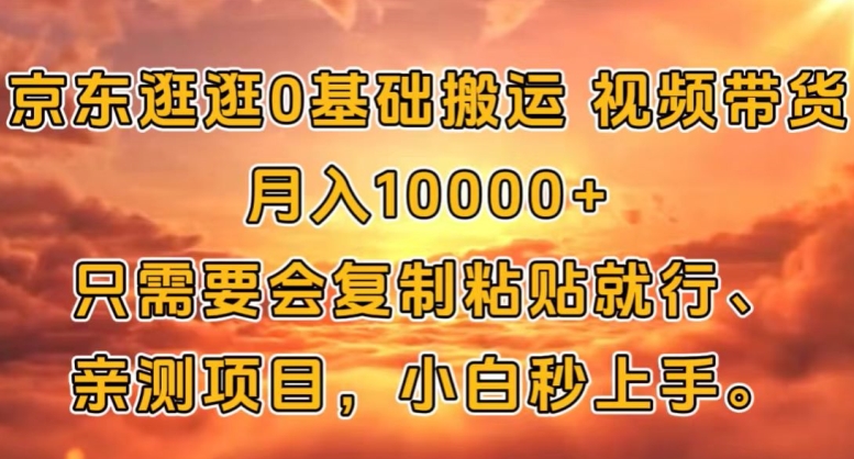 京东逛逛0基础搬运视频带货【赚佣金】月入1w|赚多多