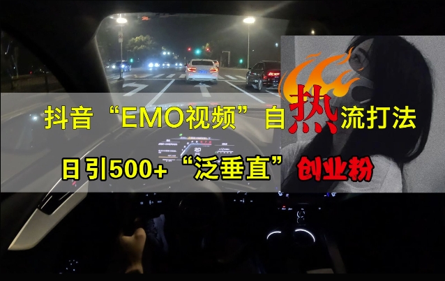 抖音EMO视频自热打法，日引500+“泛垂直”创业粉|赚多多