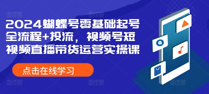 2024蝴蝶号零基础起号全流程+投流，视频号短视频直播带货运营实操课|赚多多