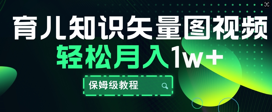 育儿知识矢量图视频，条条爆款，保姆级教程，月入1w|赚多多