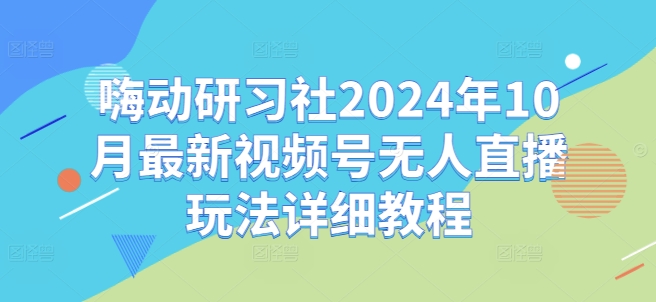 嗨动研习社2024年10月最新视频号无人直播玩法详细教程|赚多多