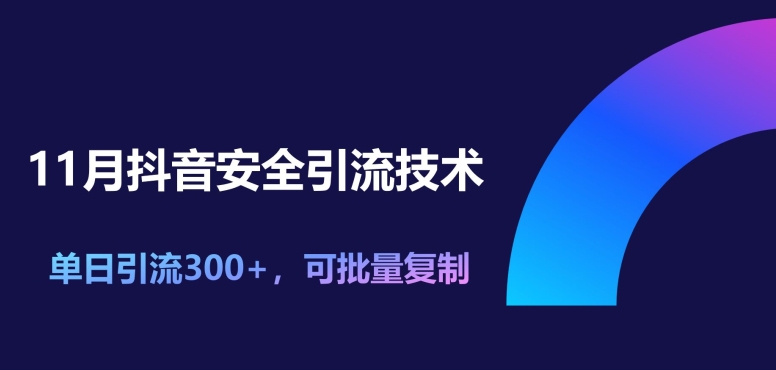 11月抖音安全引流技术，单日引流300+，可批量复制|赚多多