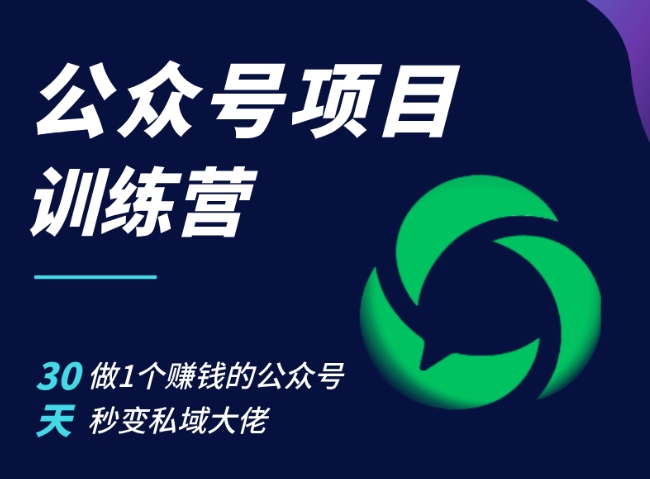 公众号项目训练营，30天做1个赚钱的公众号，秒变私域大佬|赚多多